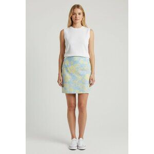 Weekend Traffic Womens Hawaiian Print Wrap Skirt Size 16 Cotton Blend Blue & Yel